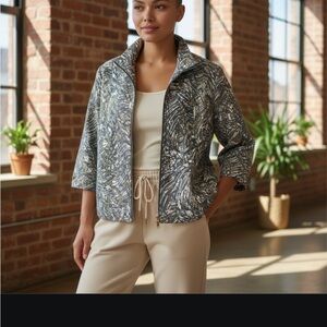 Blue white and gold light jacket with zipper